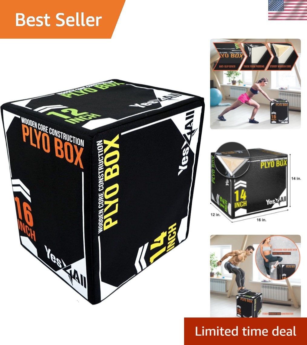 Non-Slip Plyometric Jump Box: 3-in-1 Cushioned Training Equipment for Home Gym