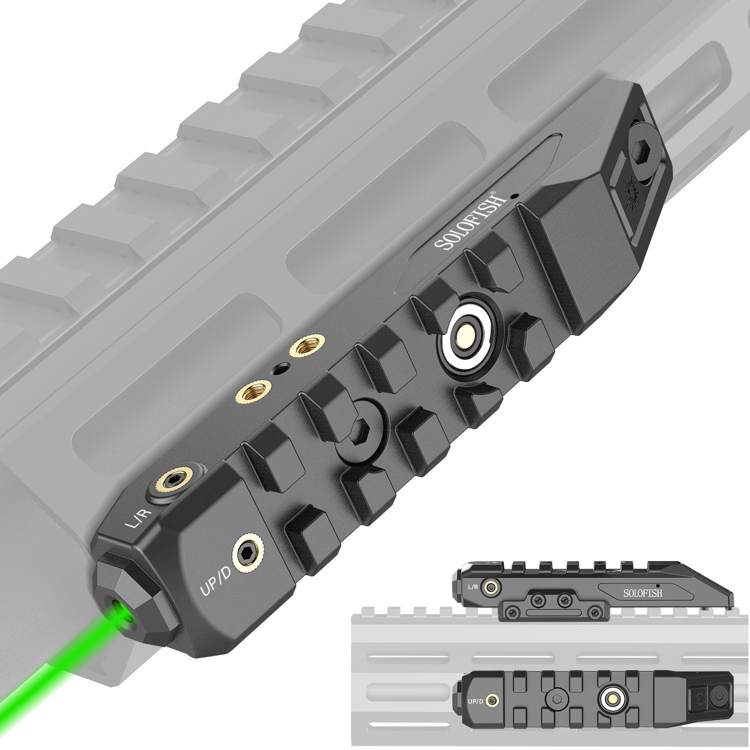 SOLOFISH M-Lok Mounted Green Laser Sight w/ Picatinny Rail Magnetic Rechargeable