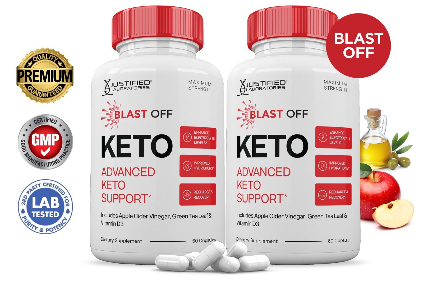 Blast Off Keto ACV Pills 1275 MG Stronger Than Gummies Keto Support 2 Bottle
