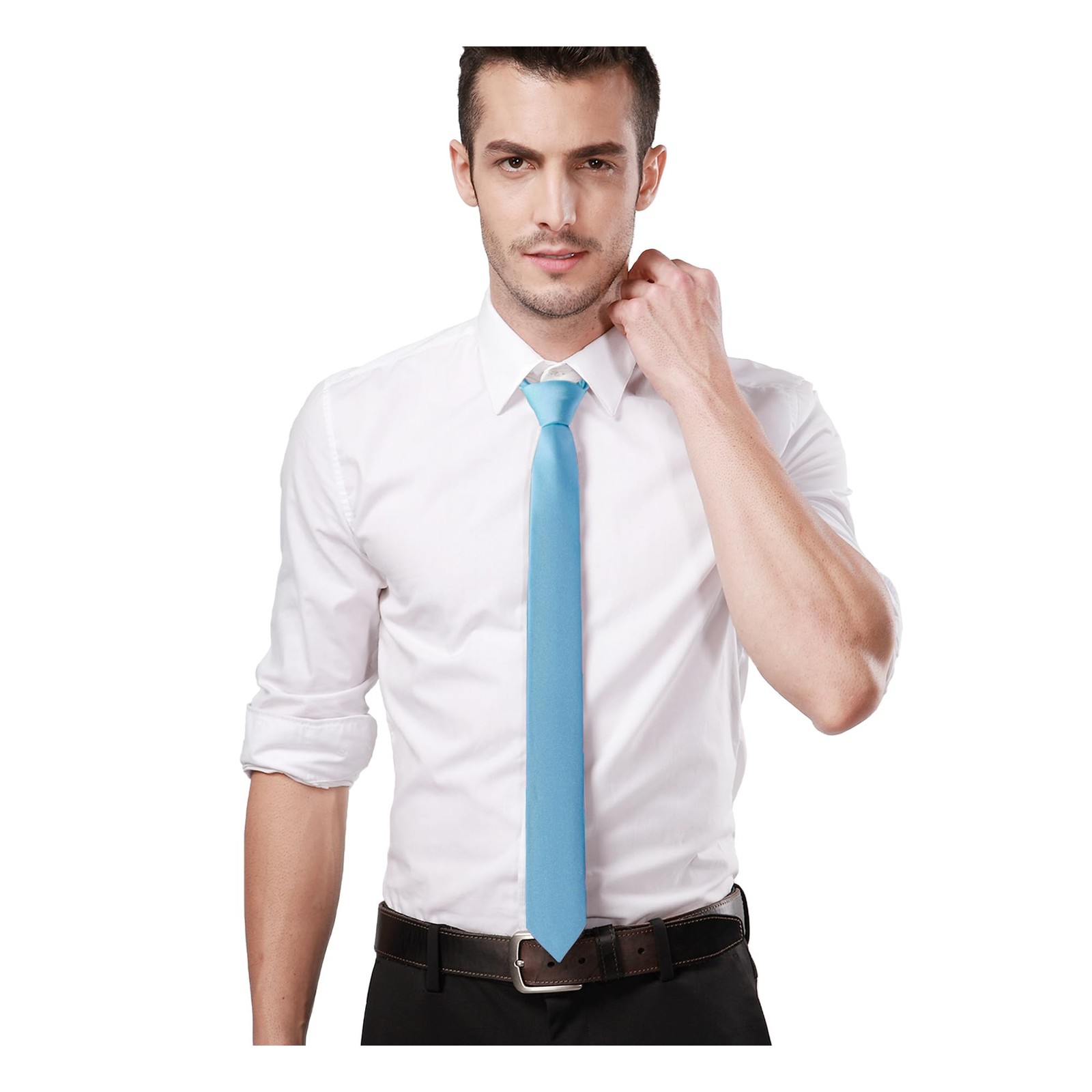 Landisun Black Tie Men Women Solid Skinny Ties Slim Ties Satin Tie