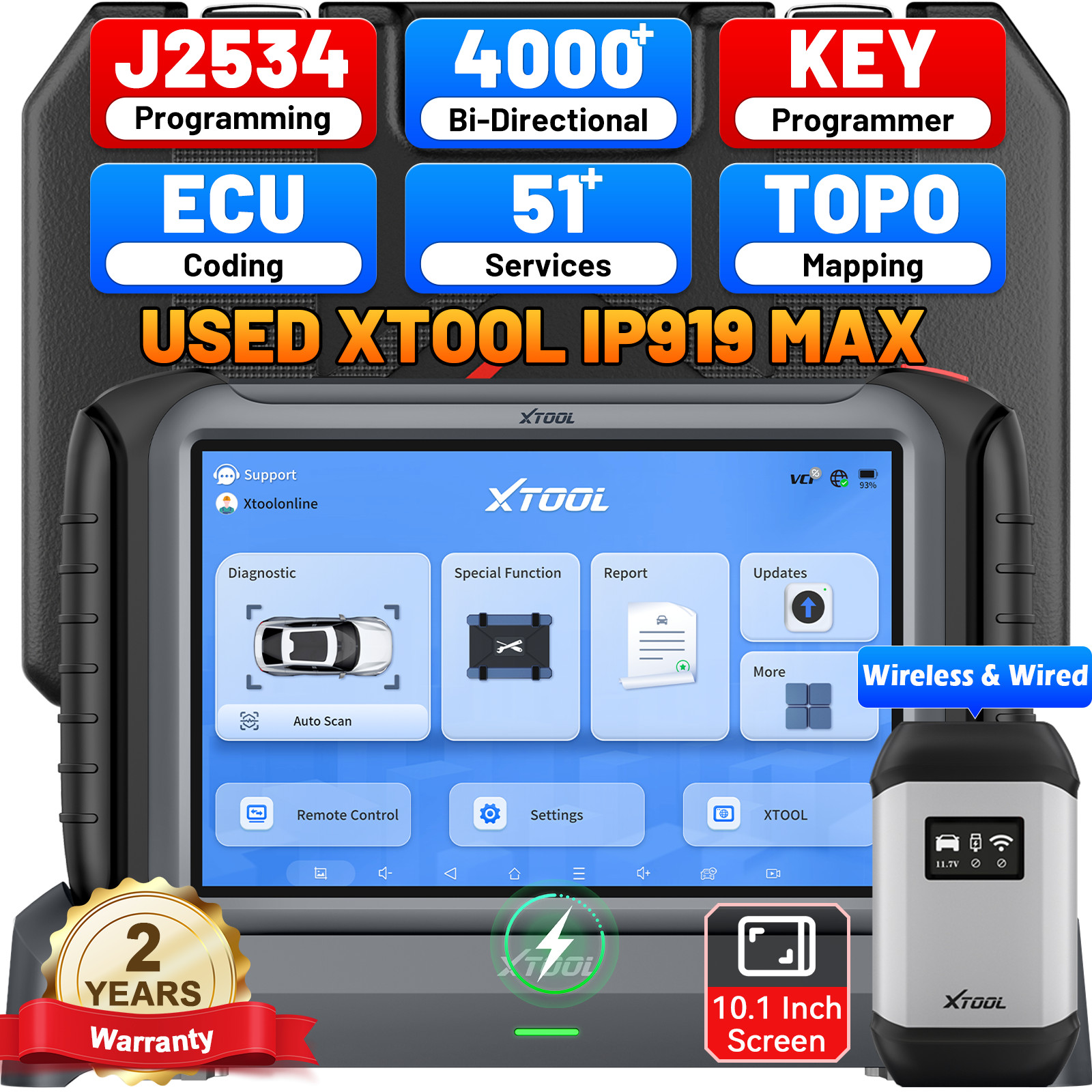 USED XTOOL IP919 MAX J2534 ECU Programming Diagnostic Tool IMMO KEY Programmer