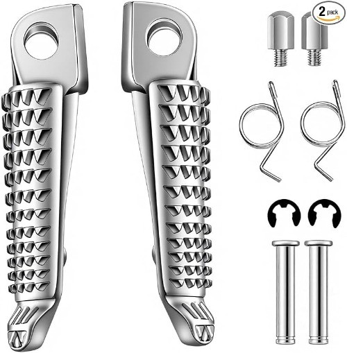 Footpegs Front Footrest Foot Pegs Fit for 650R Z750 Z1000 EX650Color: Silver