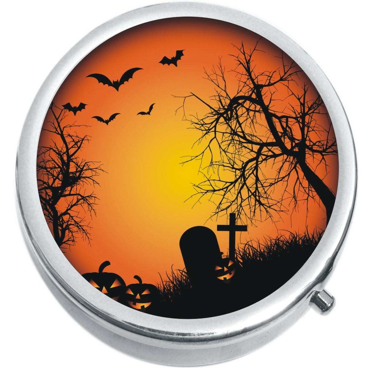 Halloween Scene Gravestone Medicine Pill Box