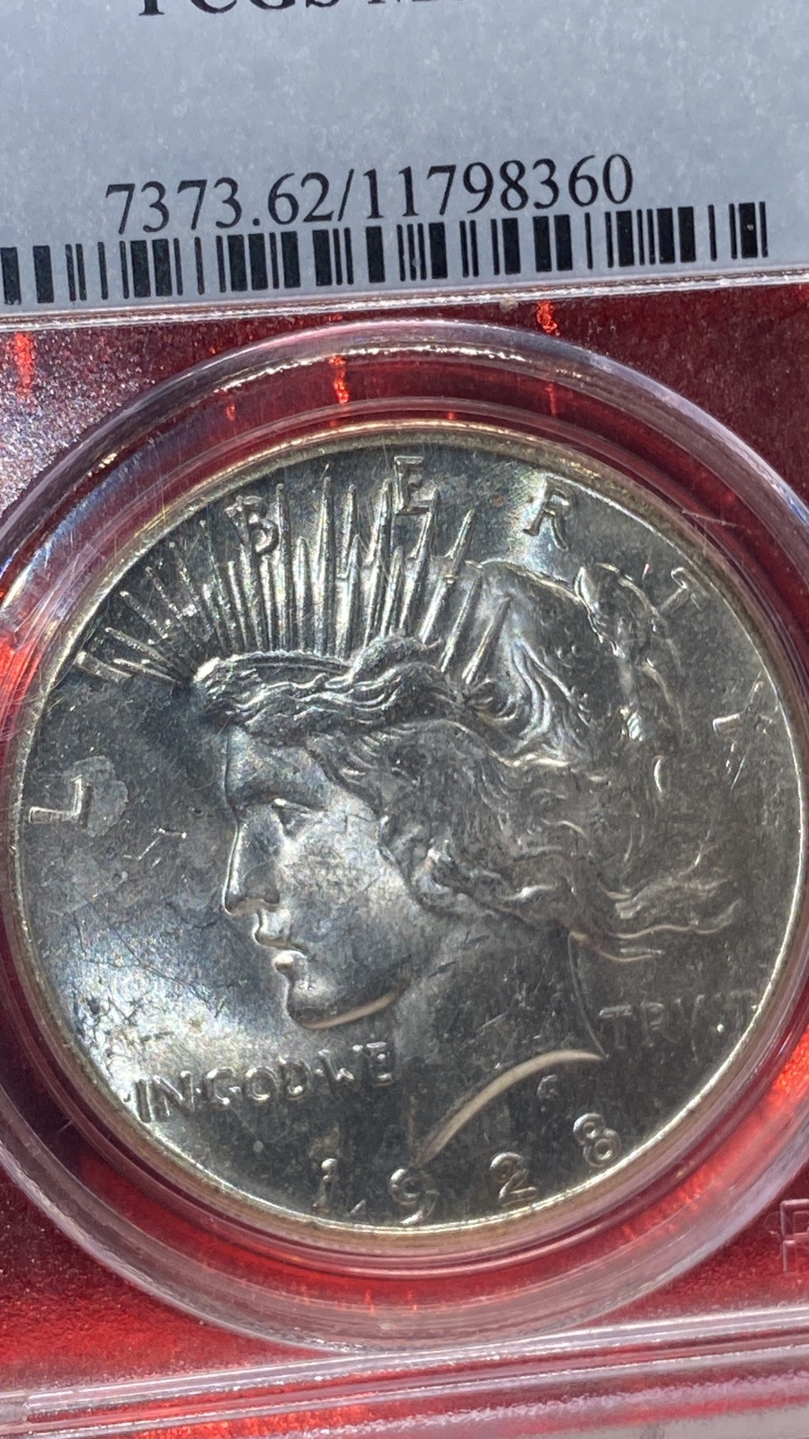 1928 PEACE DOLLAR PCGS MS62 - White Blazer Original Mint Luster.-Lowest Minted