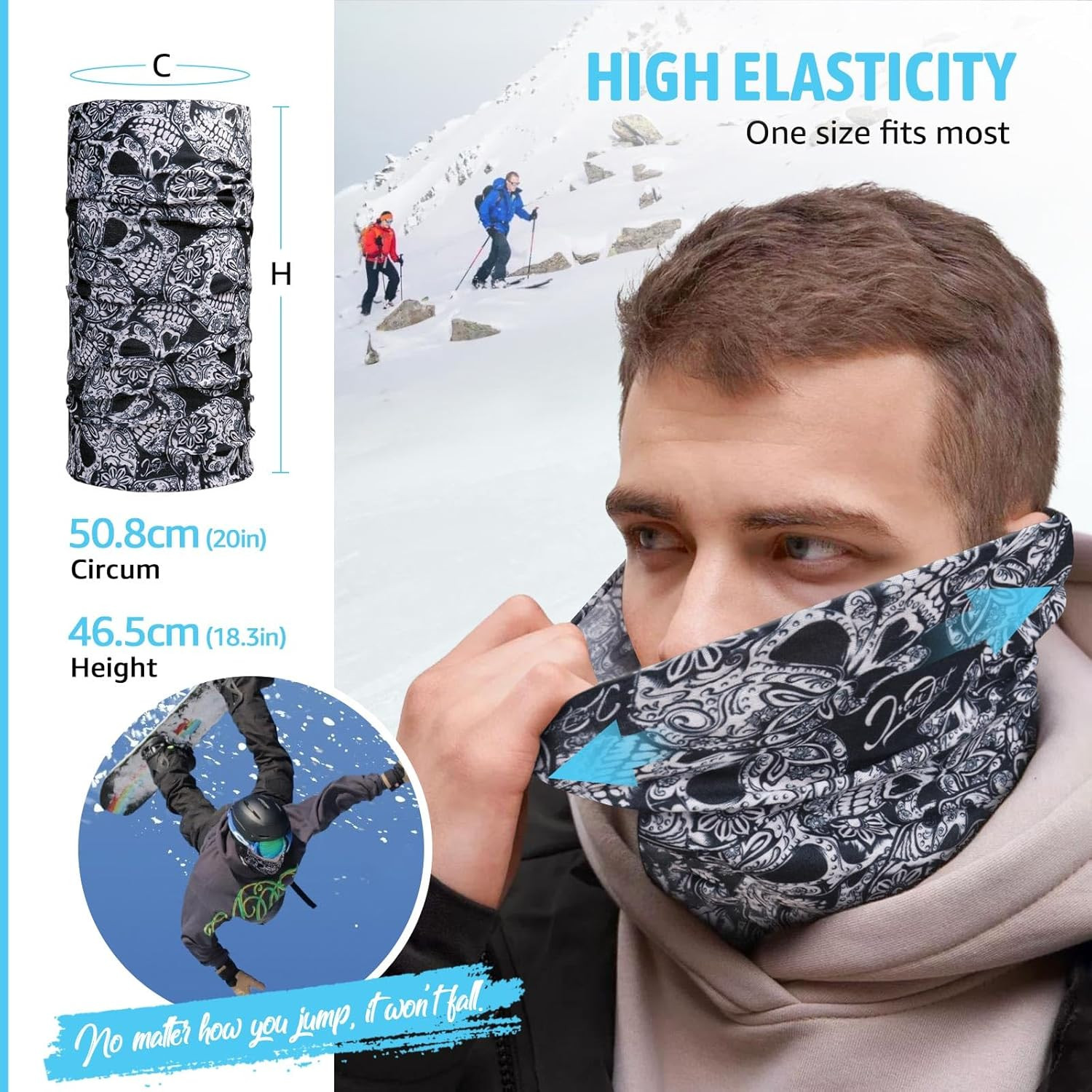 Neck Gaiter for Men Women, 6 Pack Face Mask Breathable Face Cover for Sun UV Pro