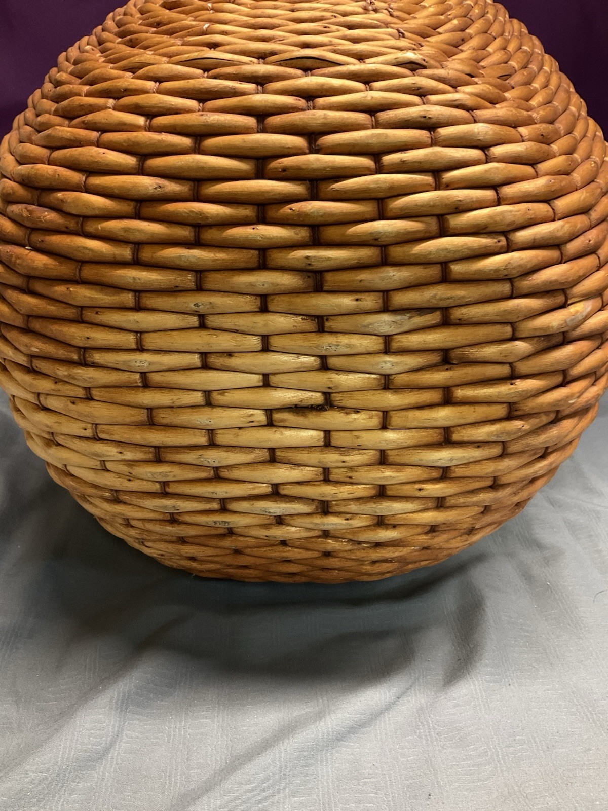 Large Oval Woven ASIAN Gathering Basket Missing Wood Handle
