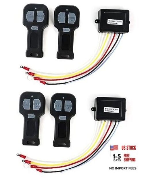 12V Wireless Winch Remote Control Kit – 4 Pack Universal 5‑Wire Receiver
