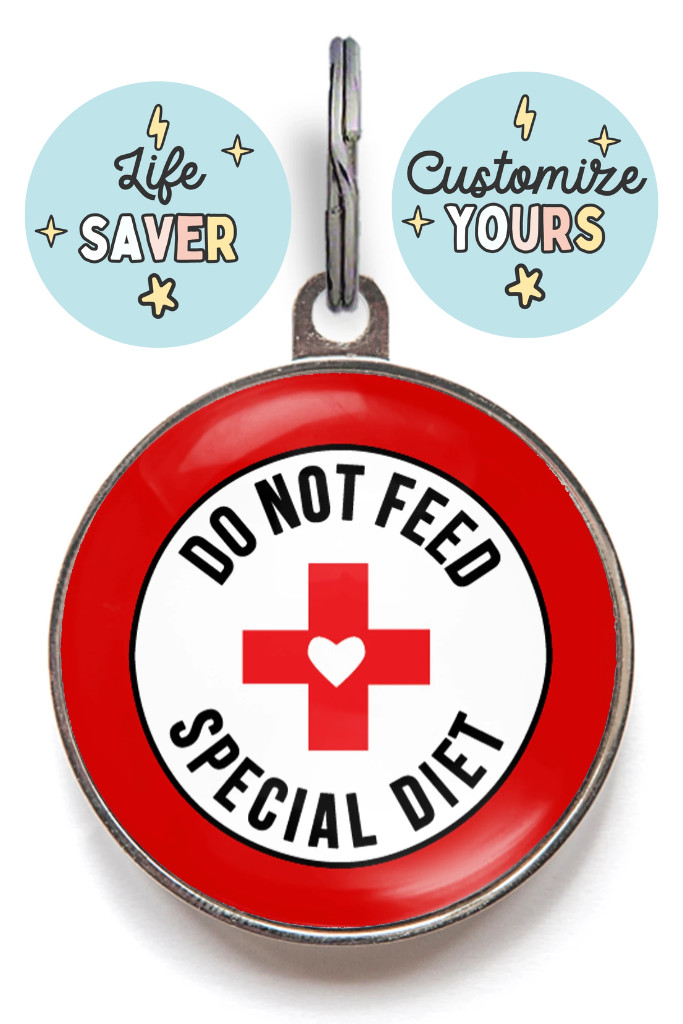Do Not Feed Special Diet Dog Tag – Premium Medical Pet ID Red Cross Design