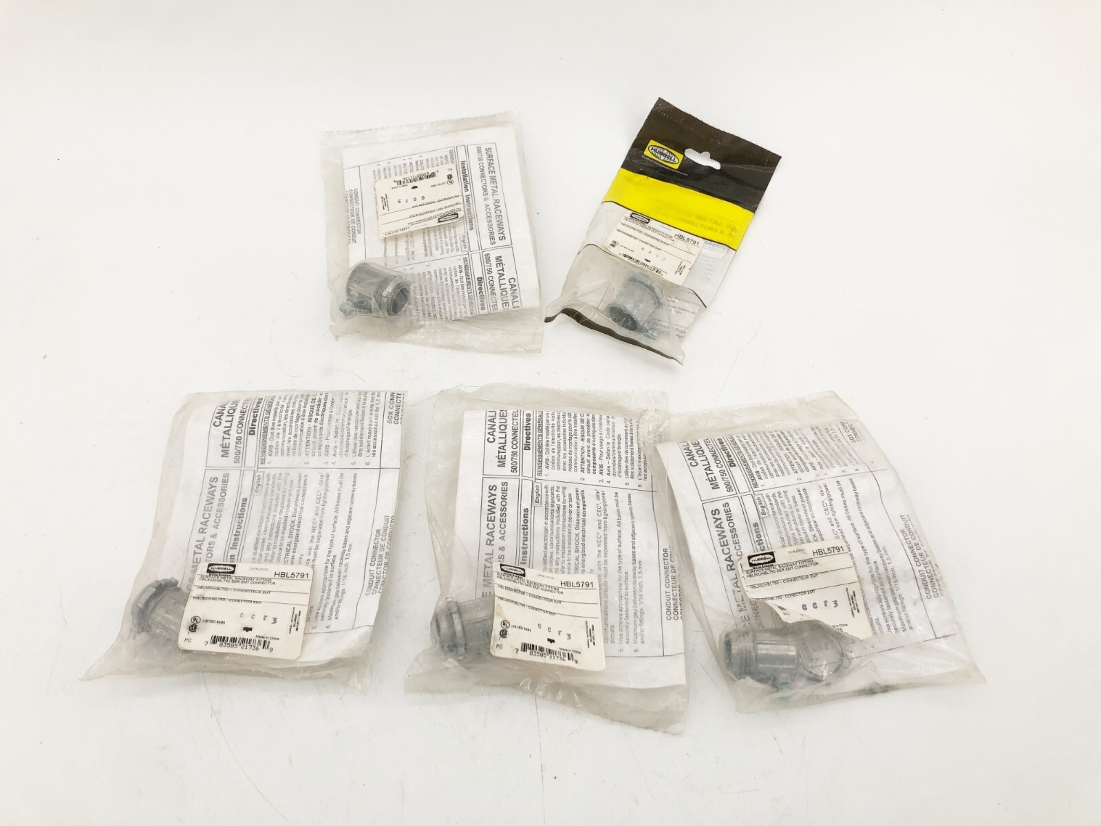 Lot of 5 New Hubbell HBL5791 Surface Metal Raceway Fittings