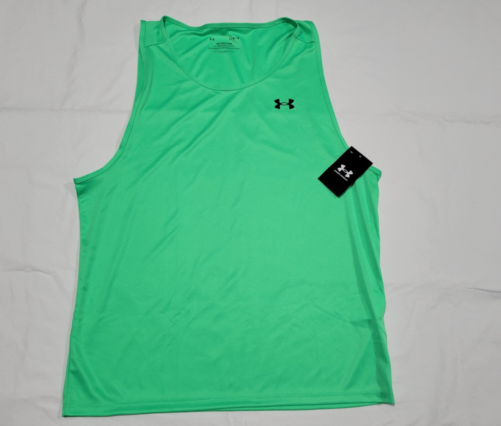 Under Armour Mens  Velocity Sleeveless Green Tank Heat Gear Loose 1383408-299
