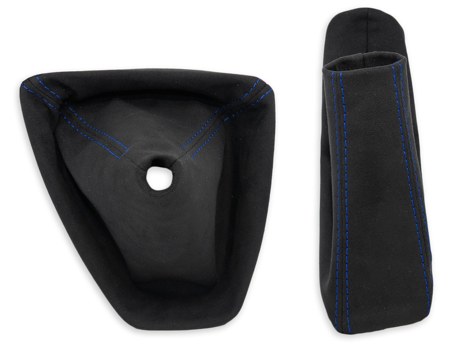 FOR BMW E90 E91 GEAR SHIFT + HANDBRAKE GAITER ALCANTARA STITCHING BLUE + FRAME