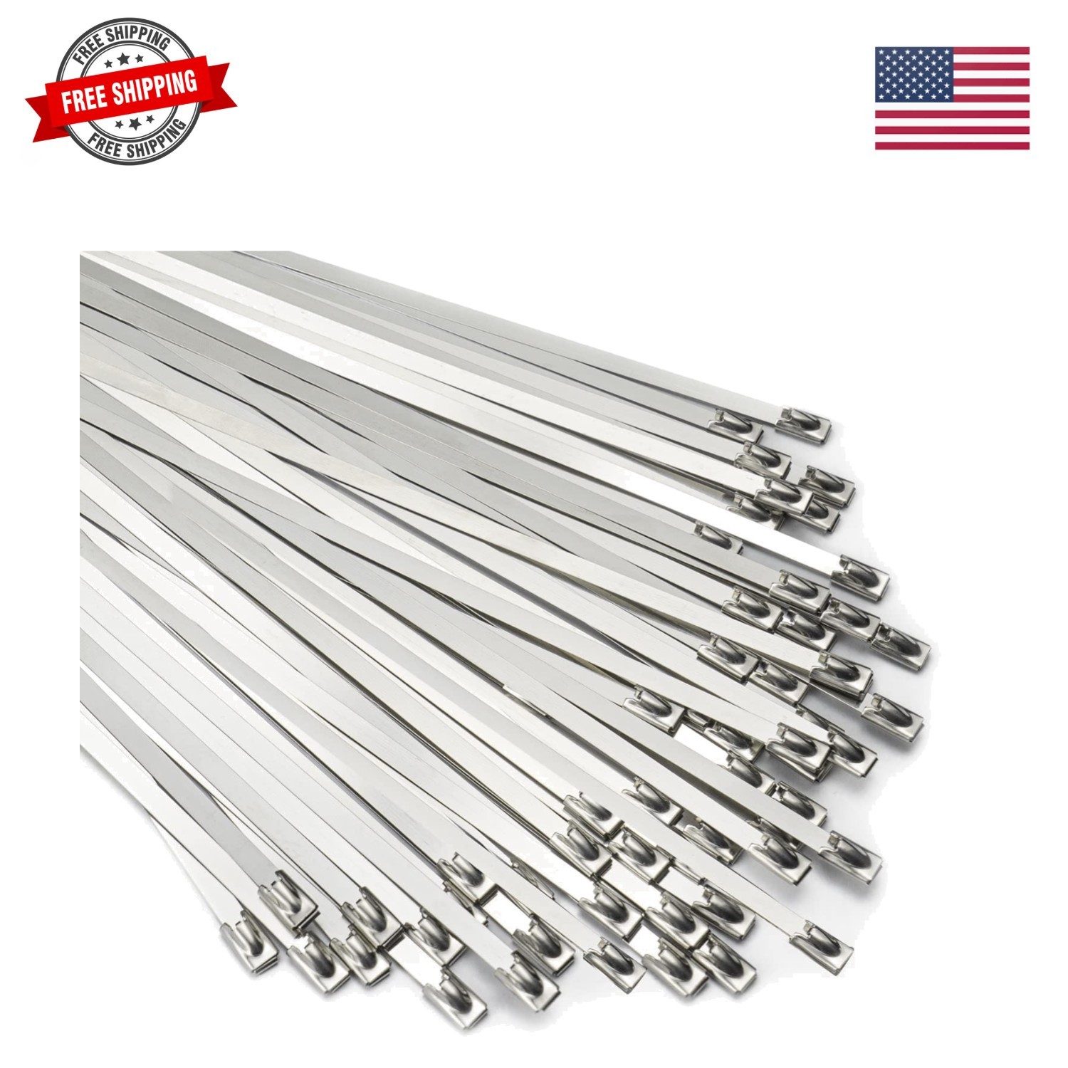 Metal Zip Ties 11.8 inch 100pcs 304 Stainless Steel Zip Ties Heavy Duty Multi...