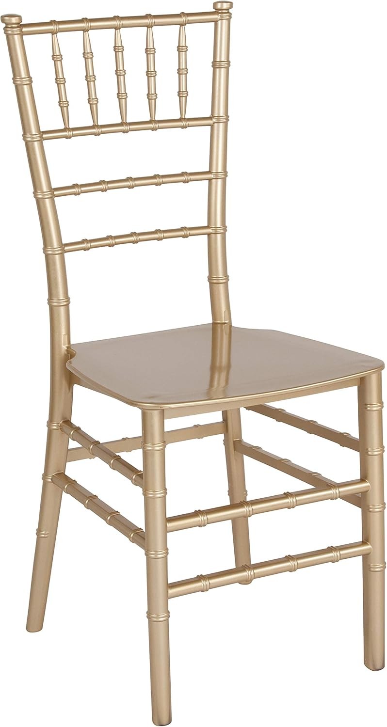 2 Pack HERCULES Series Gold Resin Stacking Chiavari Chair