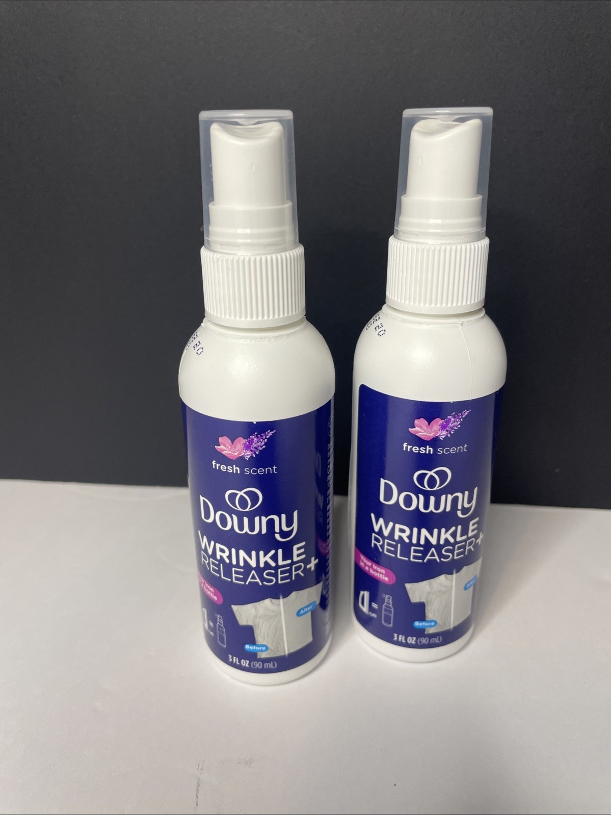 Downy Wrinkle Releaser + Fabric Spray FRESH Scent 3oz No Iron Needed! Lot Of 2