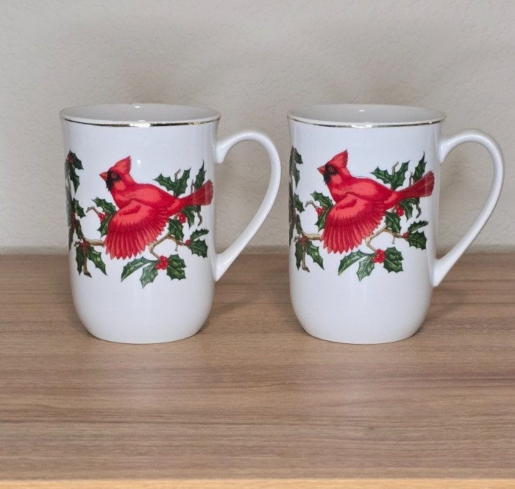Set of 2 Lefton China Cardinal Mugs - #1062