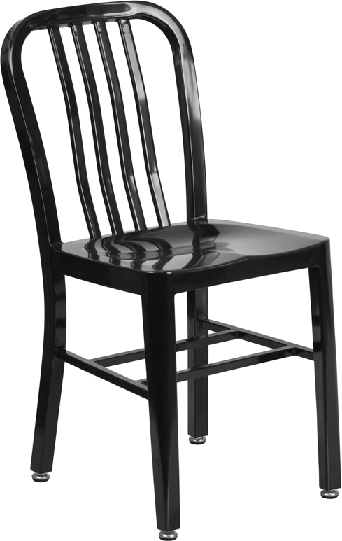 Industrial Style Black Metal Restaurant Chair - Outdoor Cafe Bistro Chair