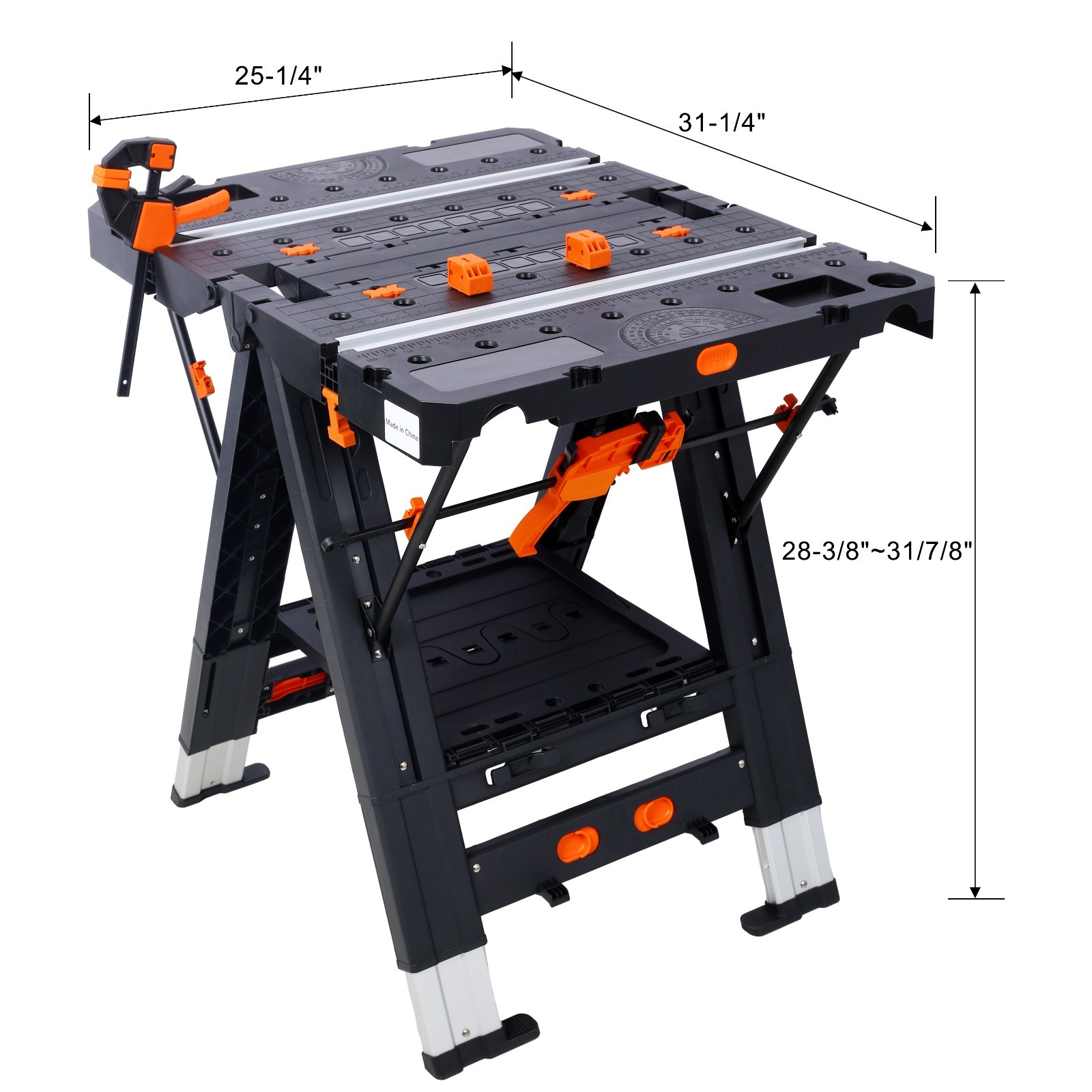 Portable Folding Work Table Sawhorse Workbench 2-in-1 Large Load Capacity