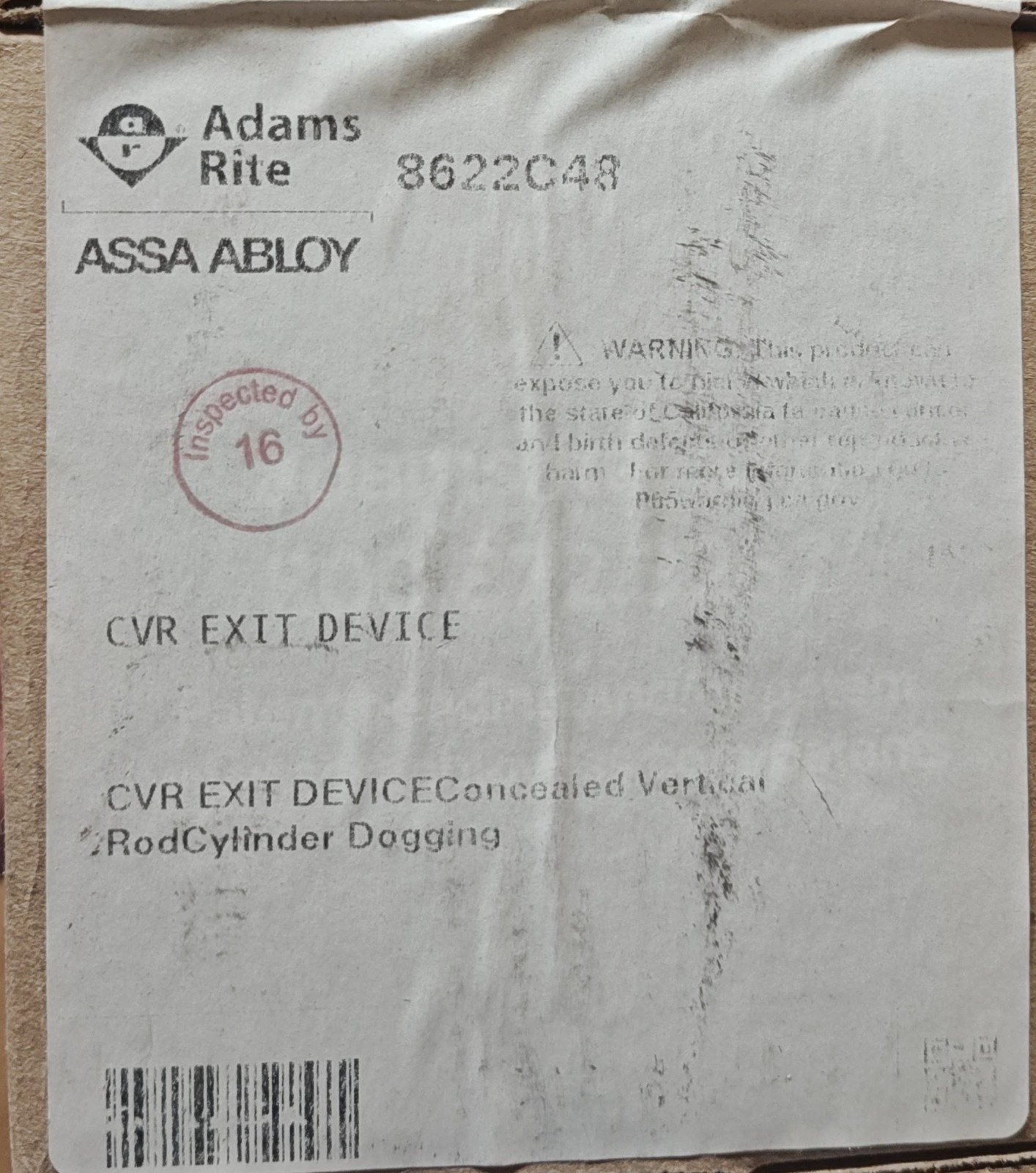 Adams Rite 8622C48 Narrow Stile Concealed Vertical Rod Exit Device 48" D Bronze