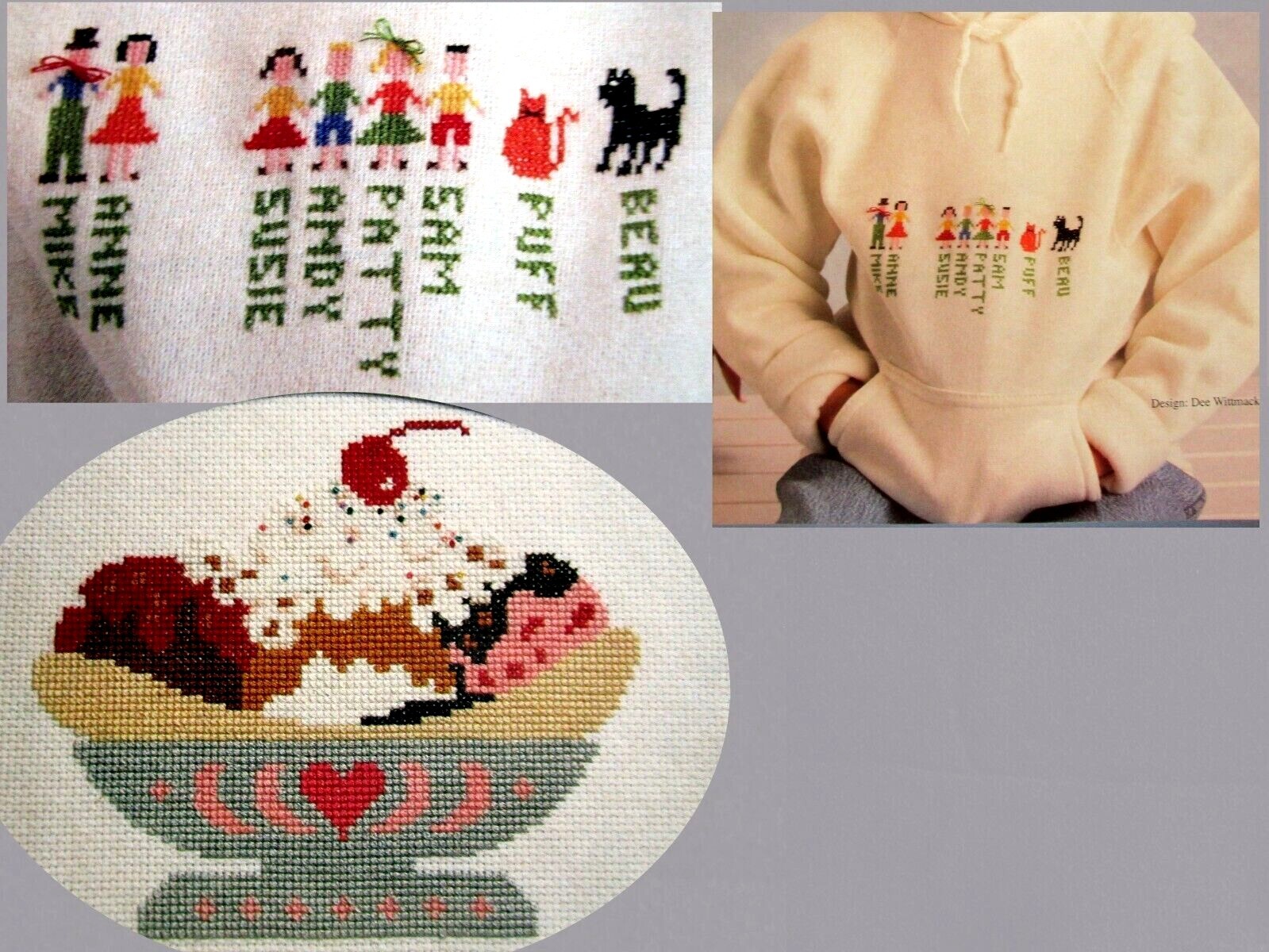 Stitch Your Tribe Mom Dad Kid Pet Banana Split No Calories CROSS STITCH PATTERNS