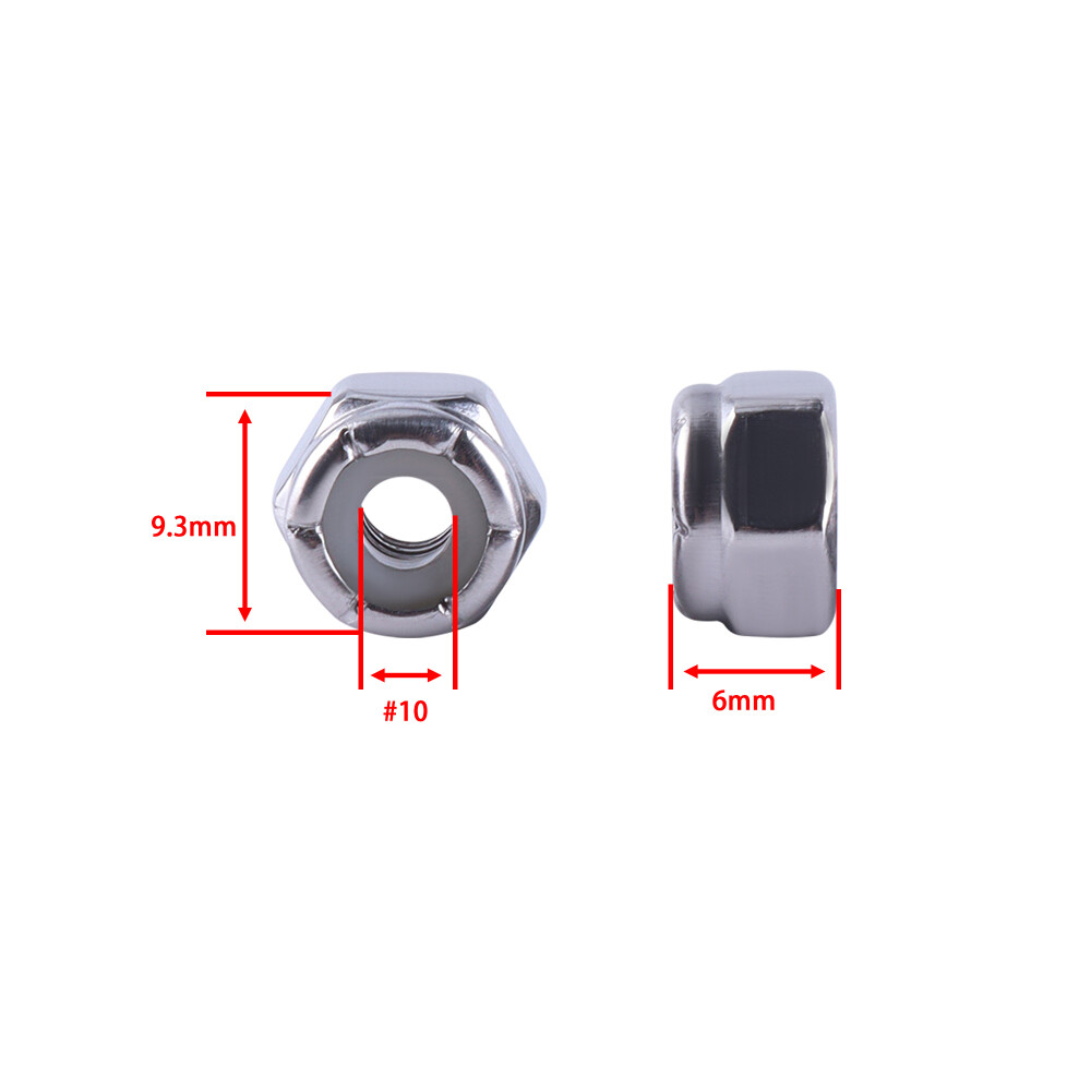 304 Stainless Steel Nylon Insert Hex Lock Nuts Nylock 10 Sizes Self-Lock Nuts