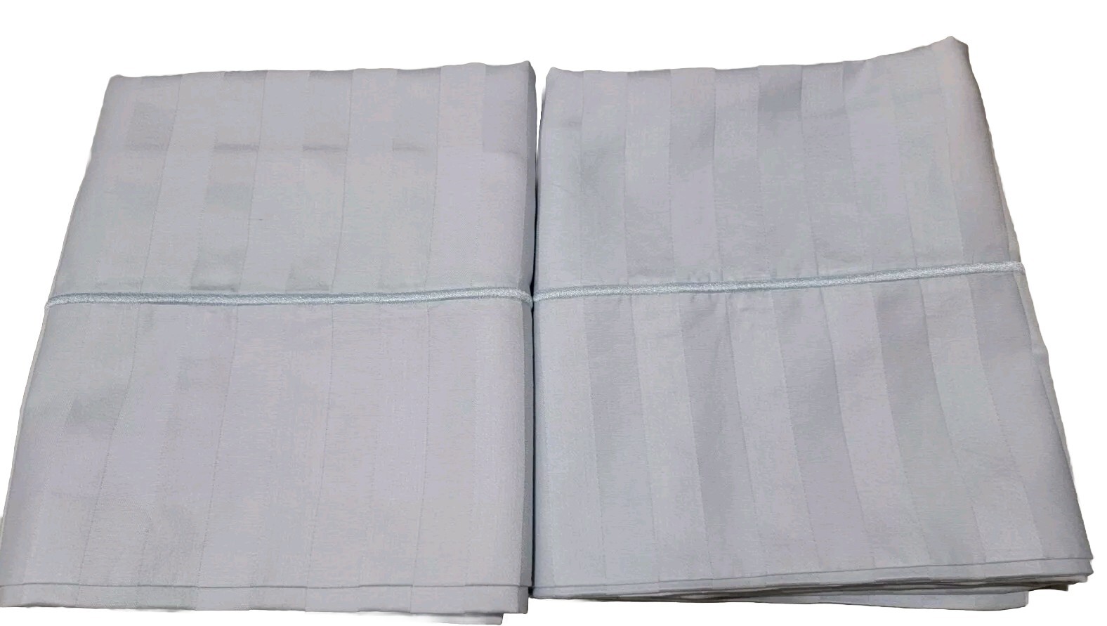 2 Lt Blue 2 Tone Stripe Pillowcases.  Stan/queen 21 X 30.  100% Cotton