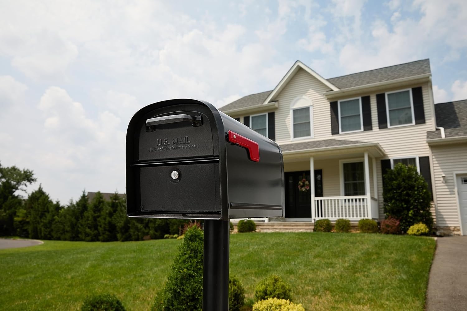 Modern Black Post Mount Mailbox - Locking Feature & Secure Access Design