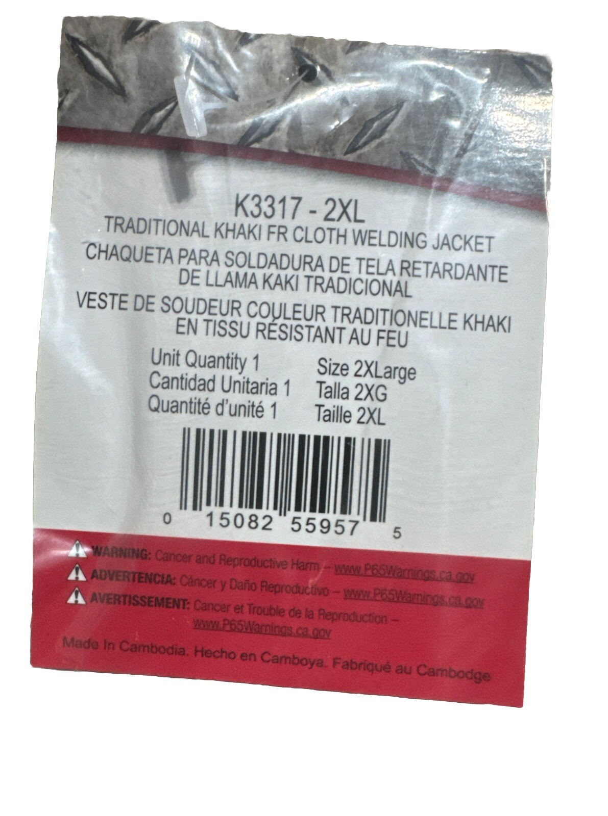 Lincoln Electric K3317-2XL Traditional Khaki FR Cloth Welding Jacket 2X-Large