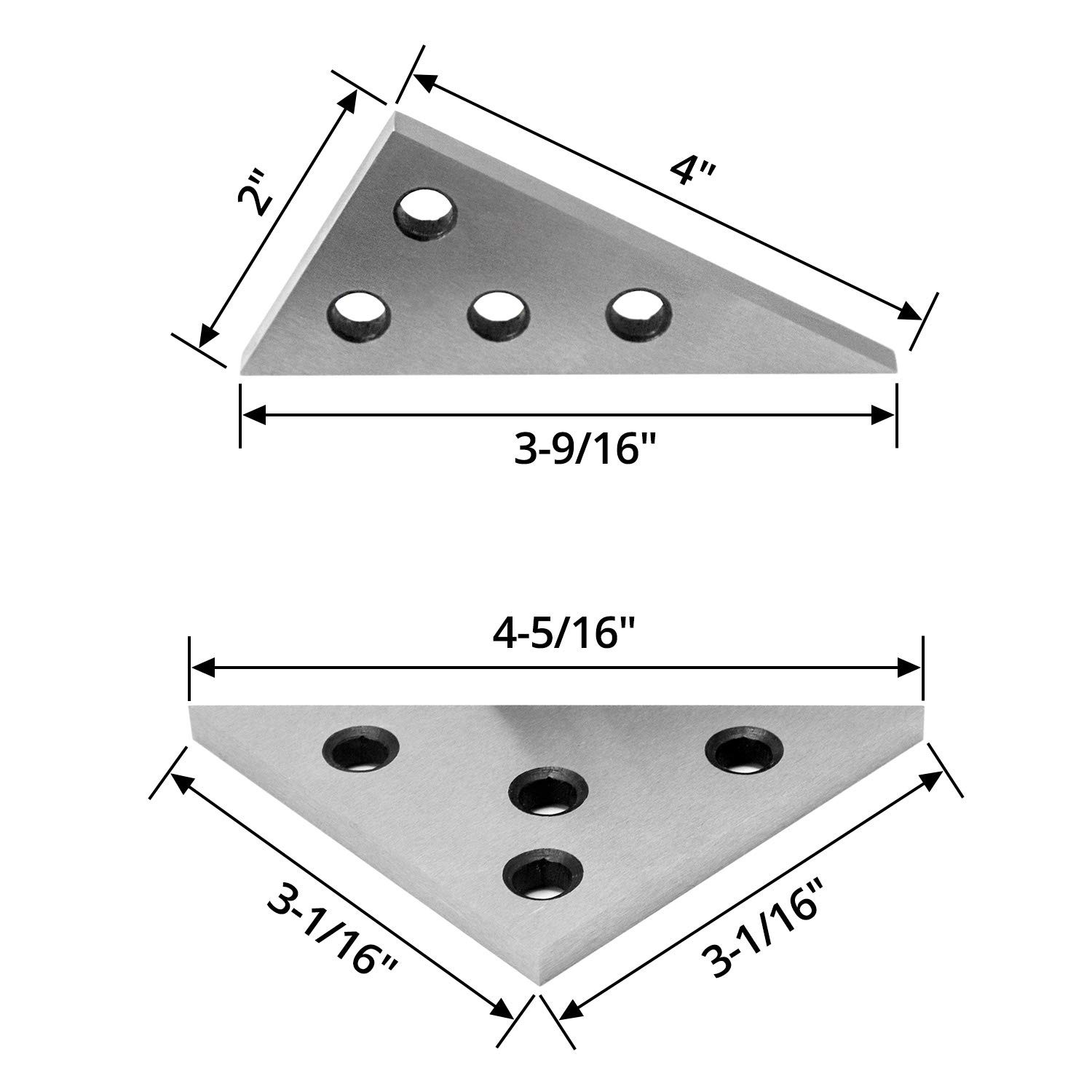 QWORK Solid Angle Plate Set, 2 Pcs Triangle Block, 30-60-90...