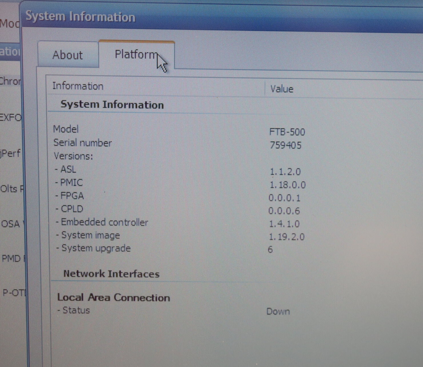 Exfo FTB-5240S-P Optical Spectrum Analyzer w/FTB-500 Benchtop Mainframe GOOD
