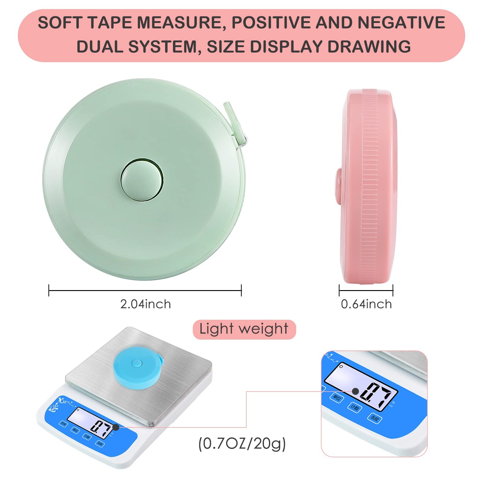 12 Pack Soft Retractable Measuring Tape Double-Scale 12 (multicolor)