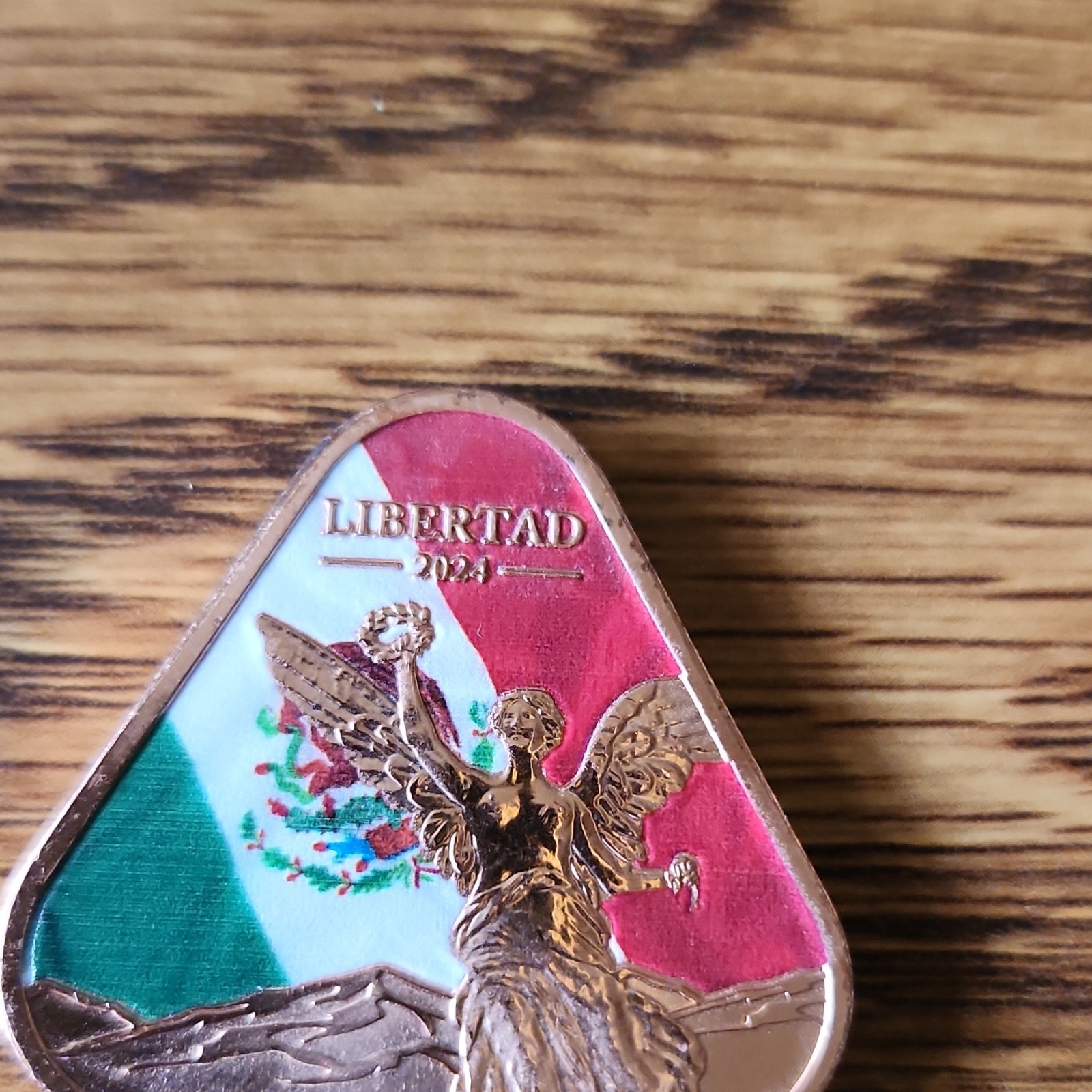 2024 Libertad Triangular Fantasy Issue Coin 1oz .999 Copper Mexican Flag Design