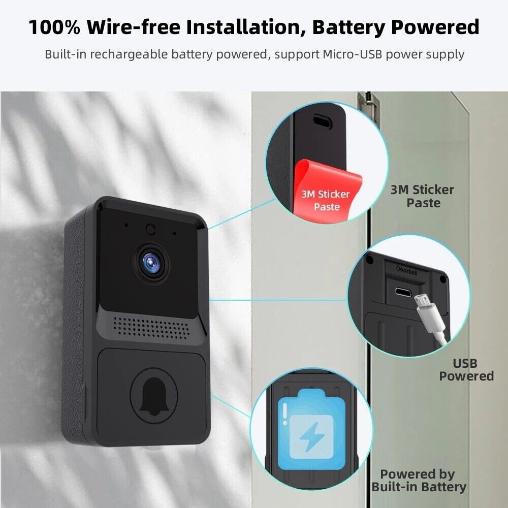 Wireless Security Smart WiFi Doorbell Intercom Video Camera Door Ring Bell Chime