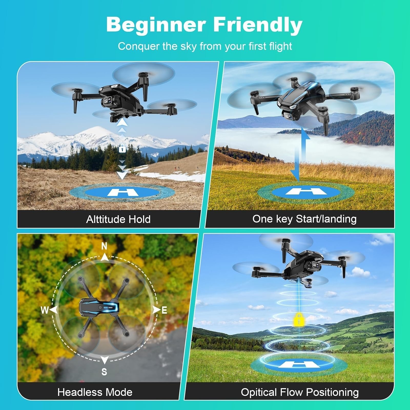 Dazlen Foldable Quadcopter Drone with 1080P Camera for Beginners