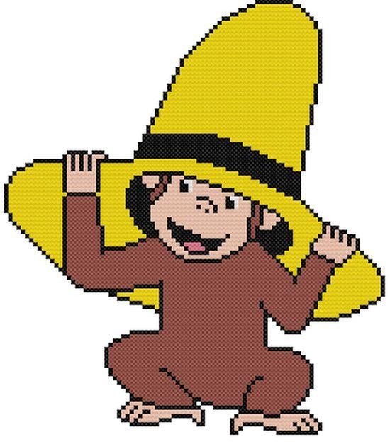 CROSS STITCH+ CRAFT PATTERN Curious George Monkey Ape Cartoon Yellow Hat Dad