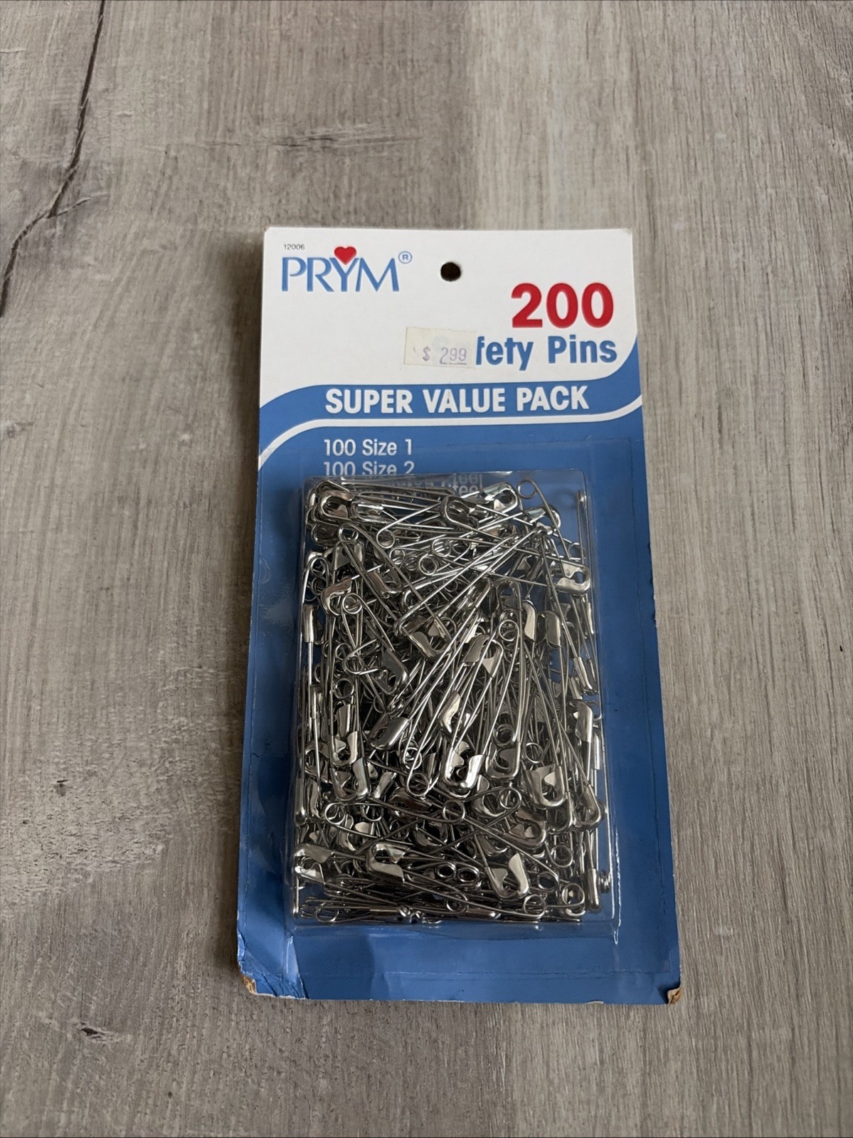 Prym 200 Safety Pins 100 Size 1 100 Size 2 Nickel Plated Steel NIP