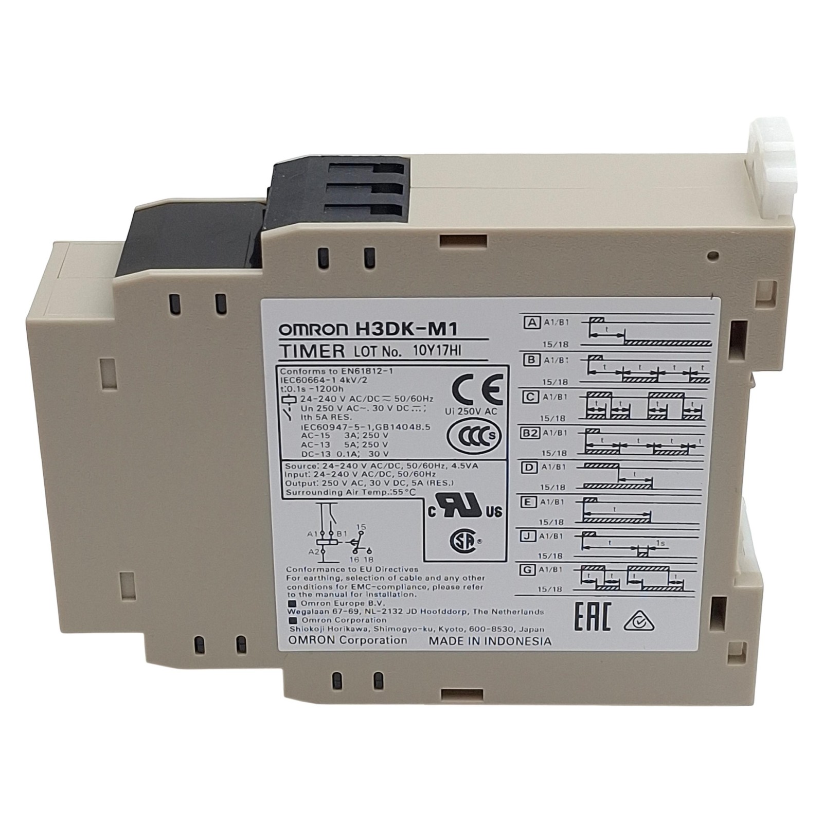 Omron H3DK-M1 AC/DC24-240 Solid-State Timer, SPDT, 0.1s-100h Range, 24-240VAC/DC