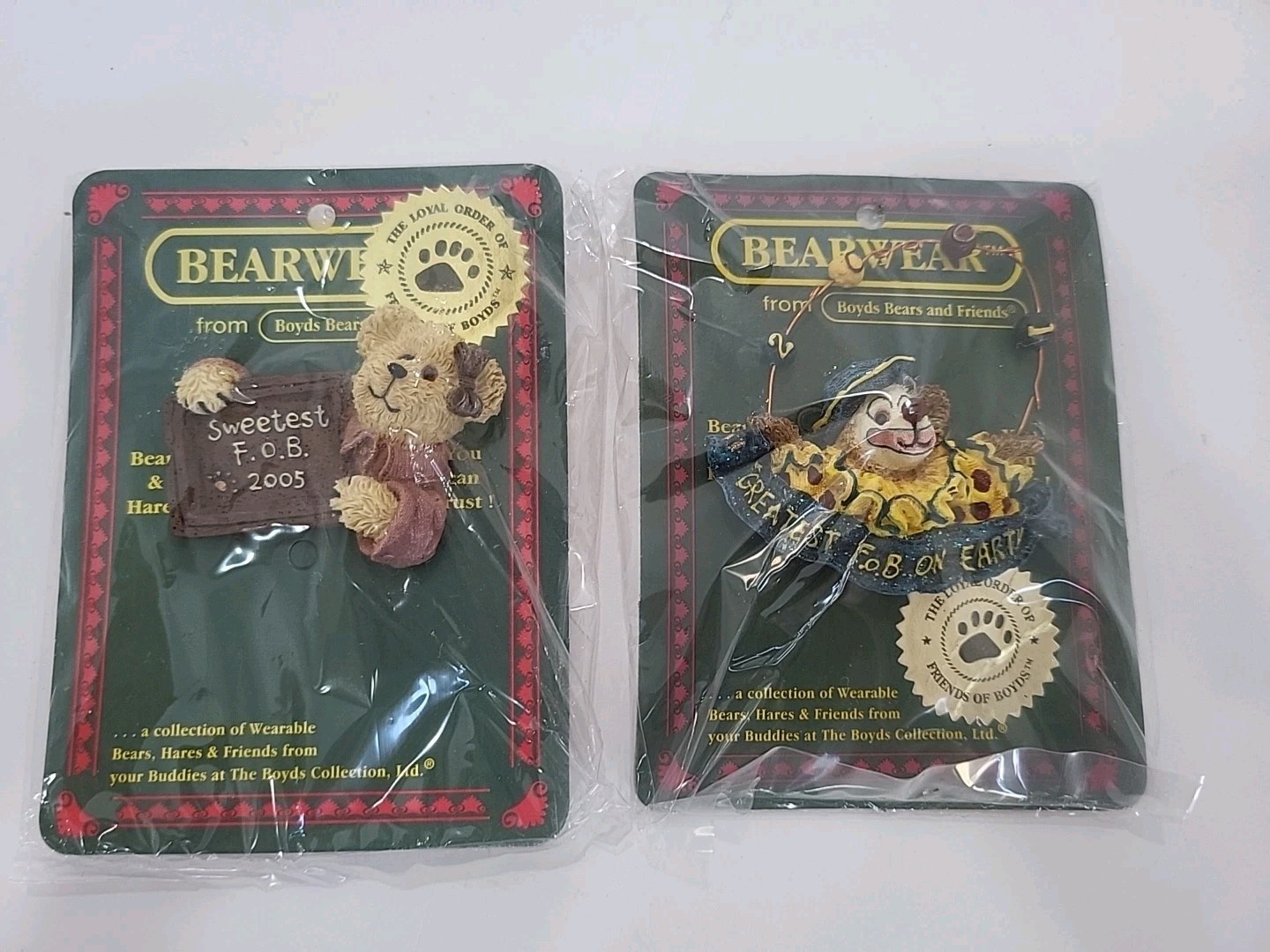 Set Of 2 Boyds Bear Pins Greatest FOB On Earth, Sweetest FOB On Earth