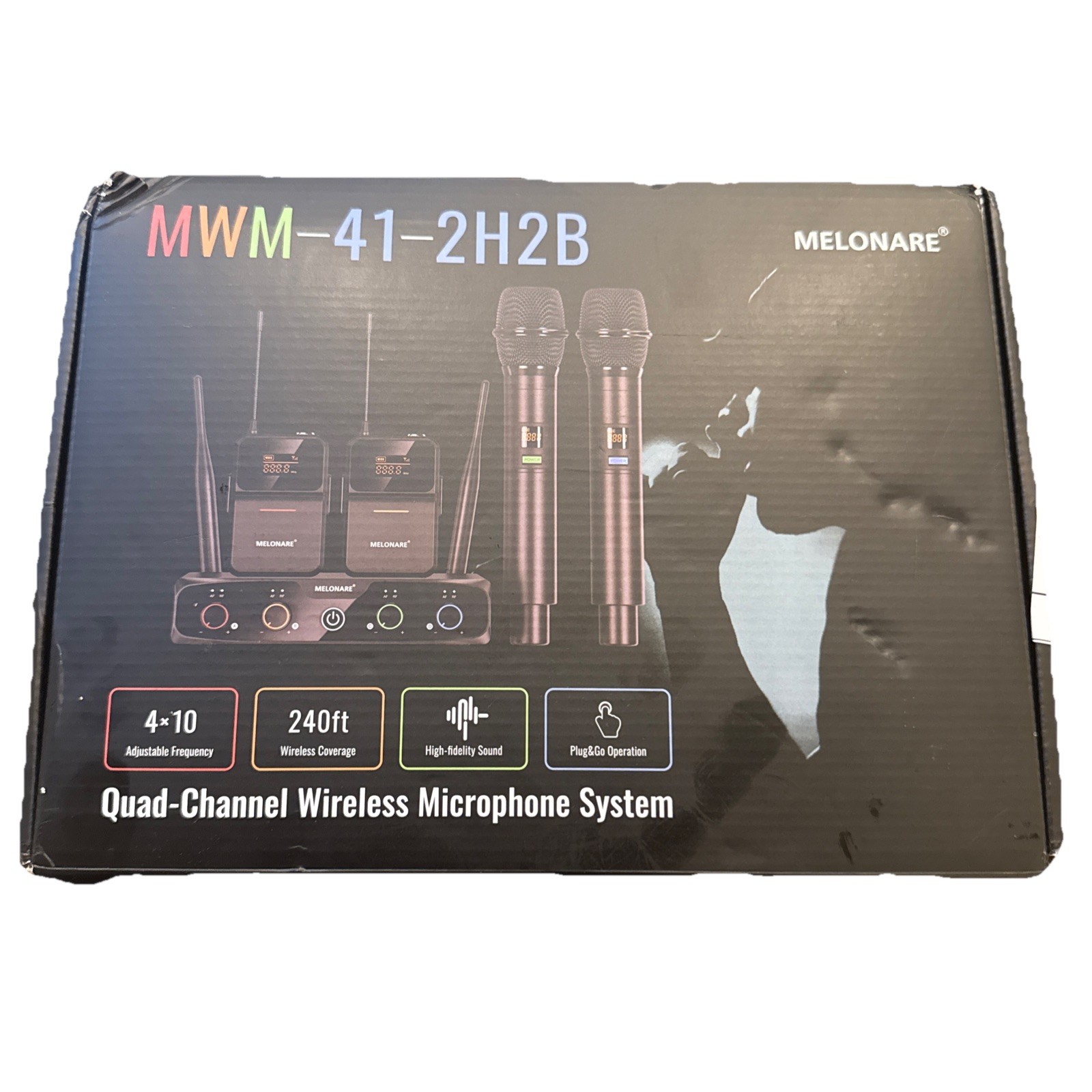 4-Channel Wireless Microphone System UHF Cordless 2 Handheld 2 Bodypack Mics