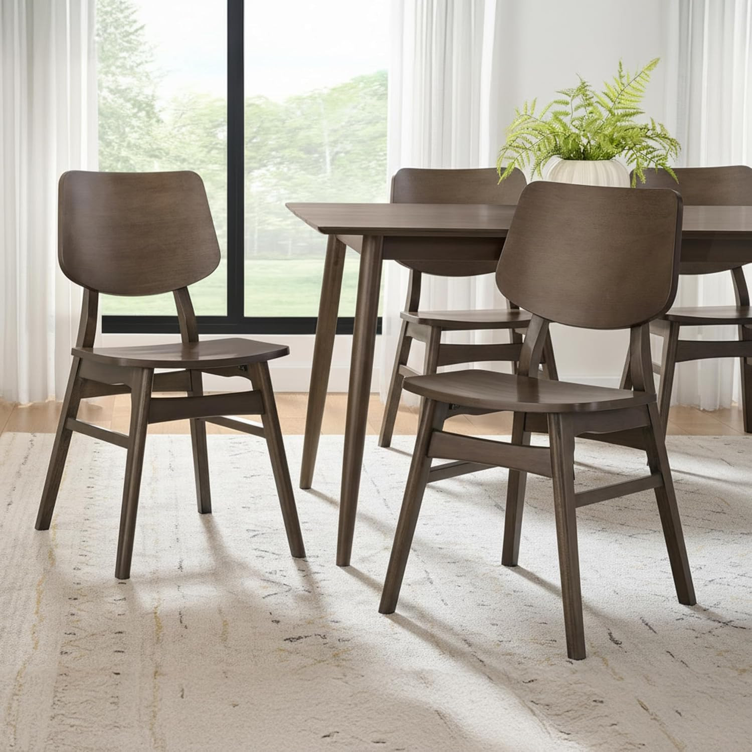 Calais Dining – Mid Century Modern Dining Chairs Set of 4 - Solid Wood Chair Set