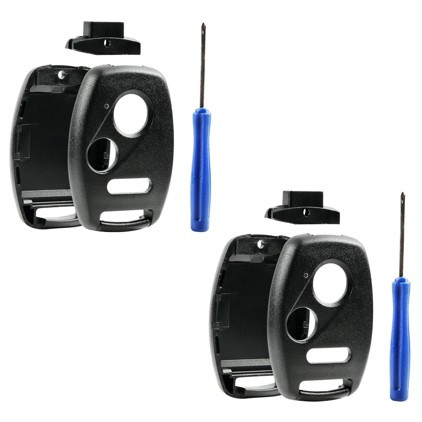 Cutting NOT Required - 2 Key Fob Keyless Entry Remote Shell 2-Pack, Black