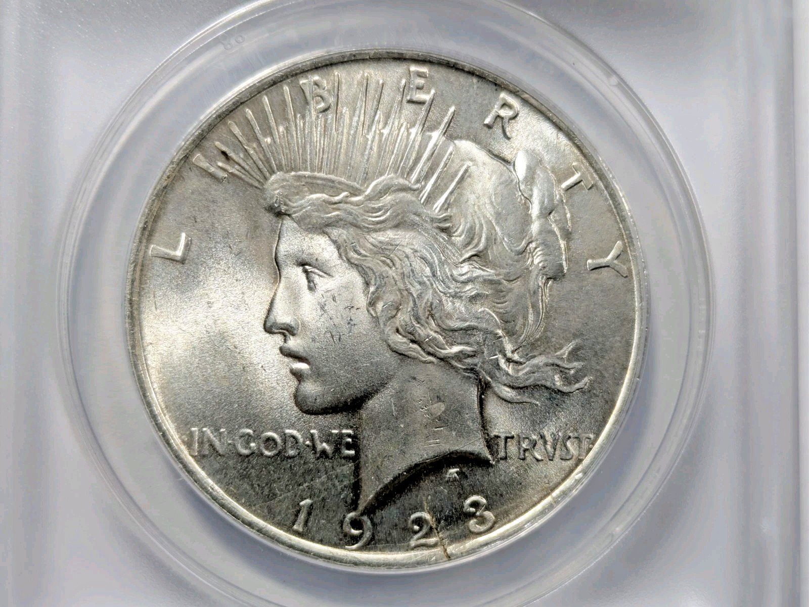 1923 Peace Silver Dollar ANACS MS-63 Struck on Cracked Blank Planchet Mint Error