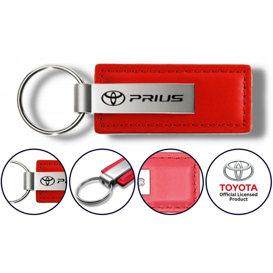 New! Toyota Prius Red Leather Key Fob Authentic Logo Key Chain Official Licensed