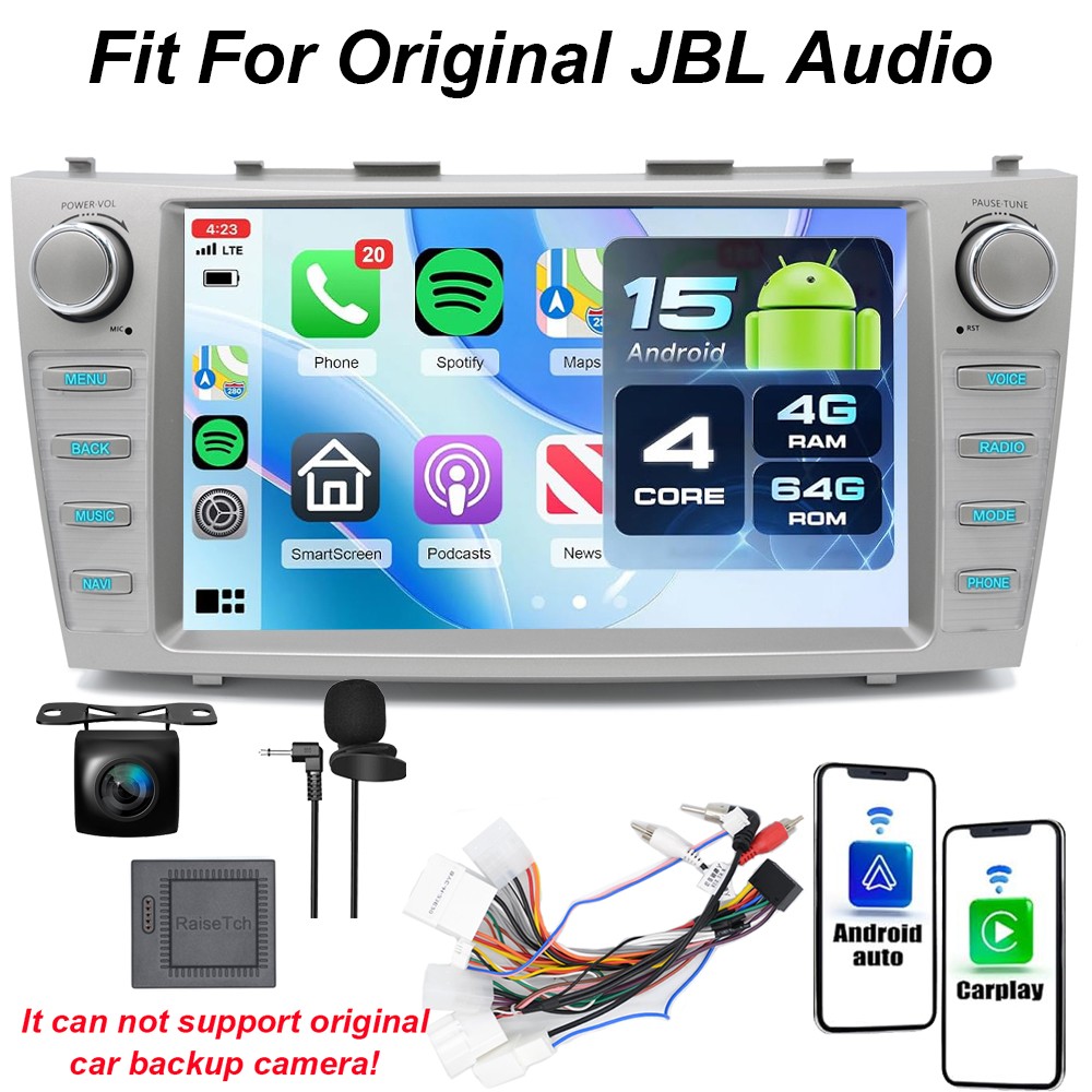 Android 15 Car Stereo CarPlay GPS For Toyota Camry 2007 2008 2009 2010 2011 JBL