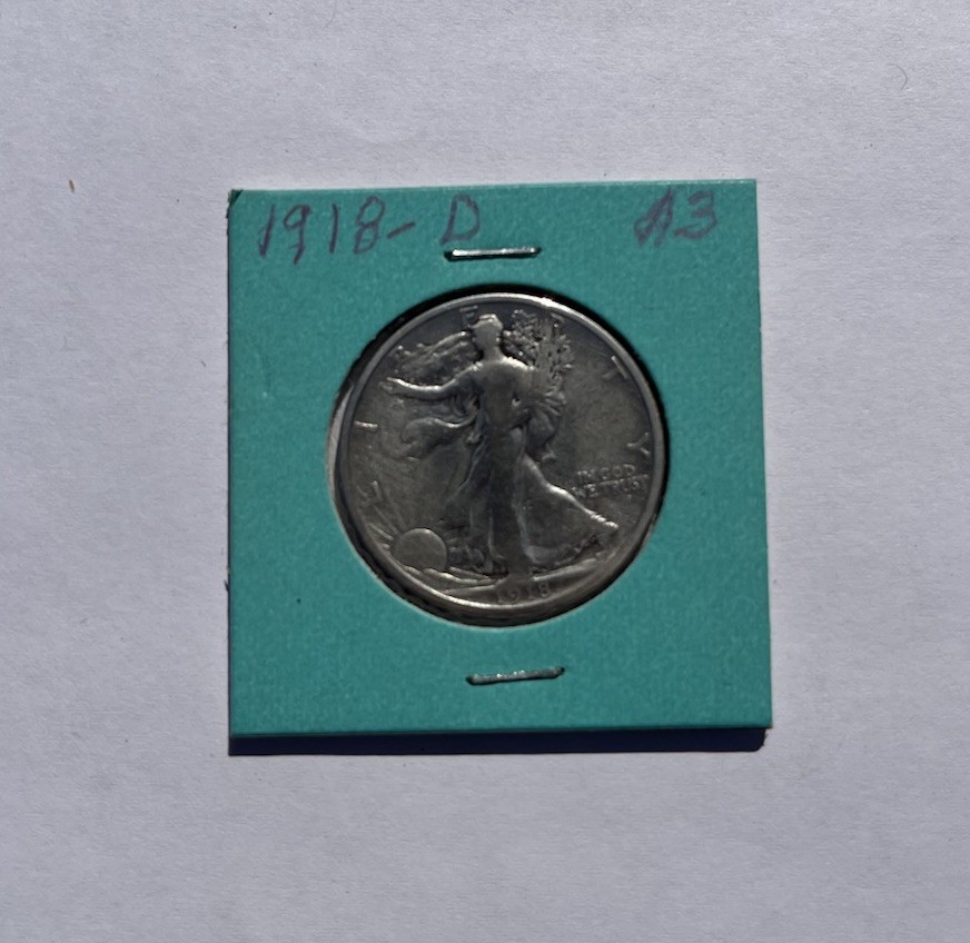 1918-D 50C Walking Liberty Half Dollar - 90% Silver