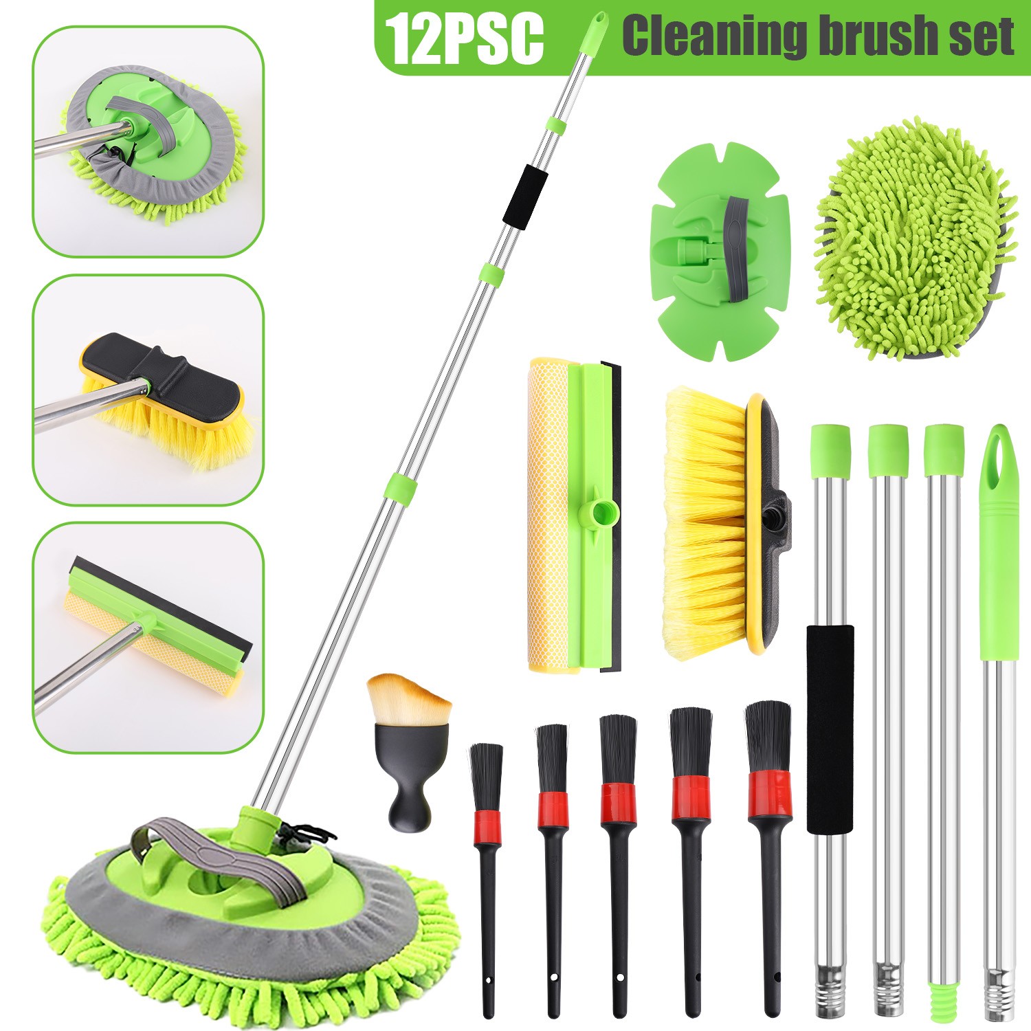 62" Car Wash Brush with Long Handle, 12PCS for Car RV Truck Boat Wash