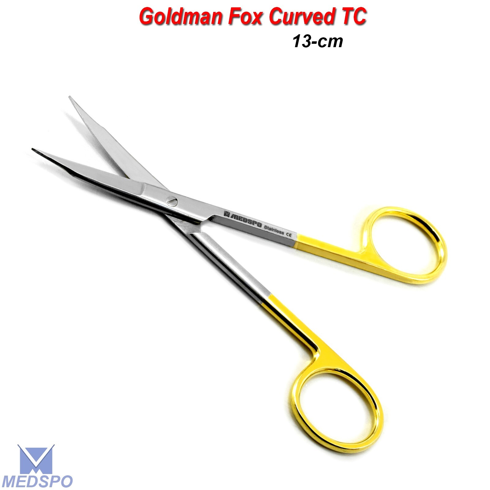 Surgical Goldman Fox Scissors Curved TC Tungsten Carbide Tissue Suture Tools New