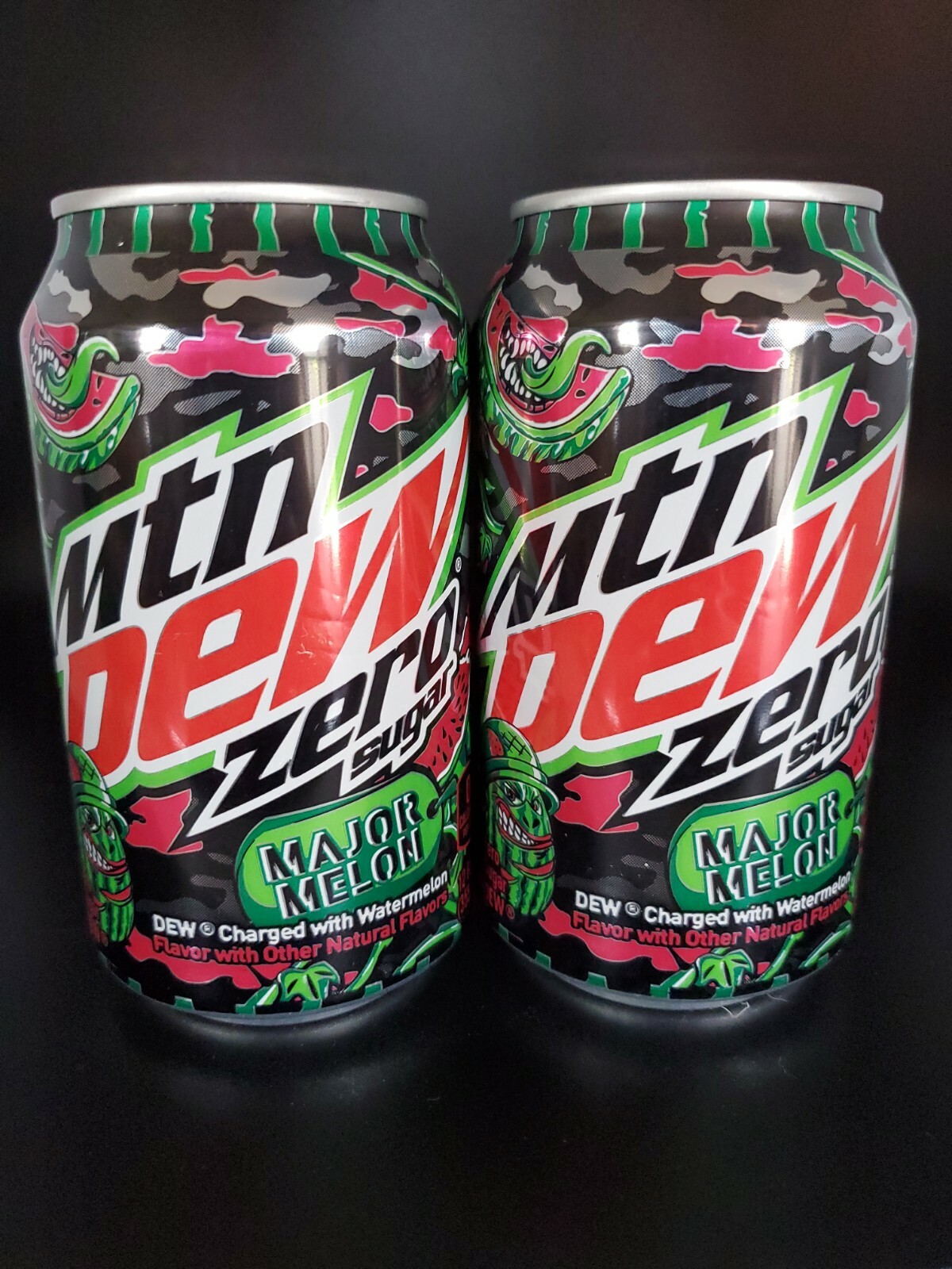 2) 2020 Mountain Dew Major Melon Zero Sugar Full Mtn Dew 12oz Cans Ya-hooo Dew