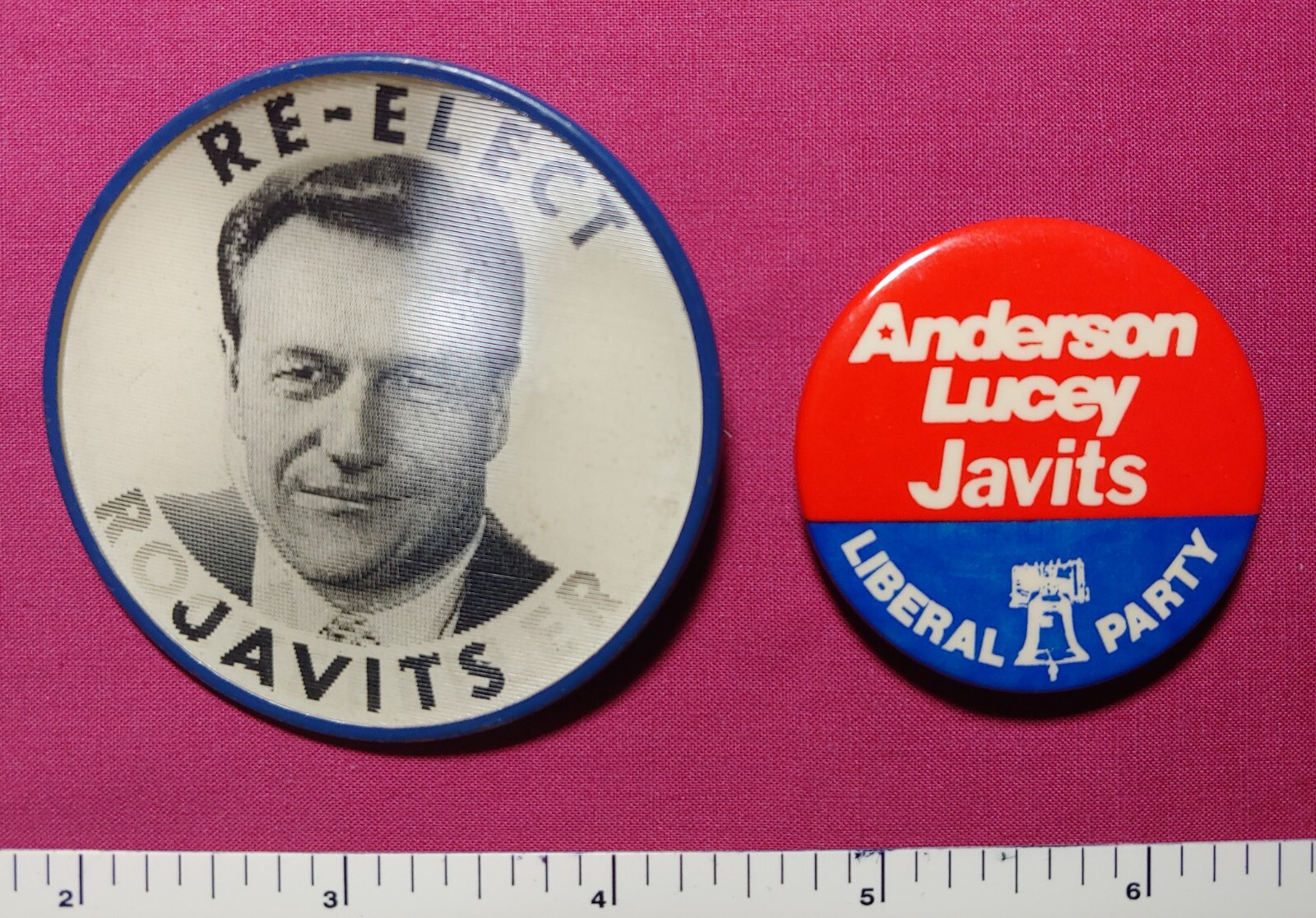 ROCKEFELLER JAVITS NEW YORK SENATE FLASHER & ANDERSON COATTAIL PIN BUTTONS BR
