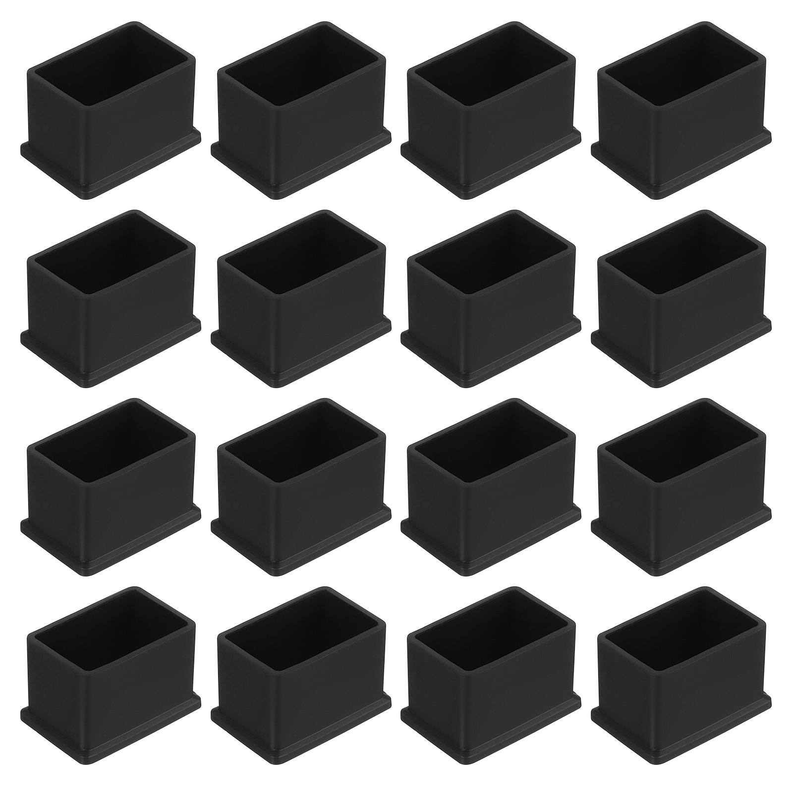 36Pcs PVC Square Chair Leg Caps, 38mm x 25mm OD Black Furniture Feet Pads