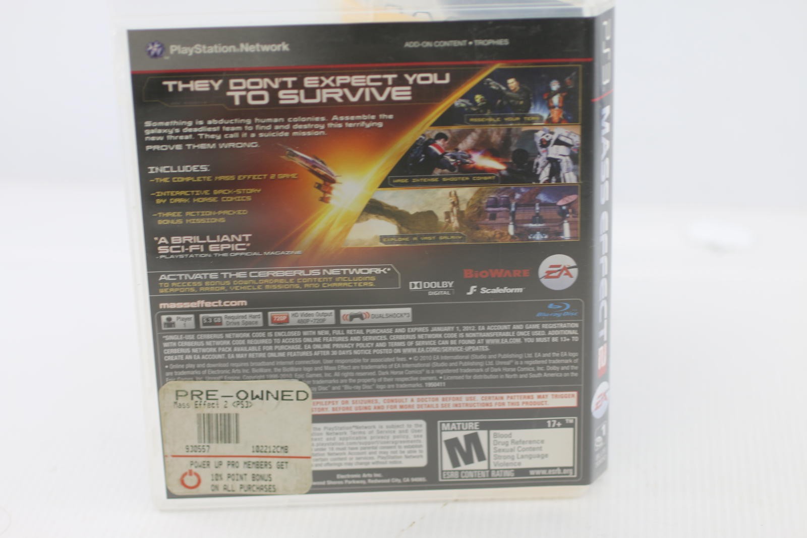 Mass Effect 2 PS3 Play station 3 sony Video Game